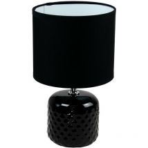 Lampe à poser pied ceramique abat jour coton noir deco ananas salon chambre