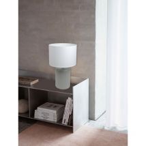 Corep - Lampe à poser pied ceramique abat jour tissu blanc deco ananas salon chambre