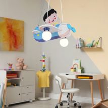 Lampe pour enfants lampe pour enfants suspension lampe suspension suspension lampe chambre d'enfant, avion bois blanc bleu, 1x douille E27, LxPxH