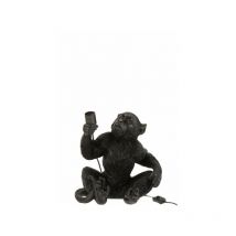 TMM - Lampe Singe Assis Resine Noir - l 33 x l 31 x h 37,5 cm