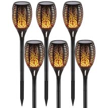 Lampe Solaire 12 Led 54cm Décor De Jardin Extérieur À Lumière Vacillante , 6 Pack Ouylaf