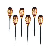 Highsam - Lampe solaire 12 led 54cm Décor de jardin extérieur à lumière vacillante - 6 Pack
