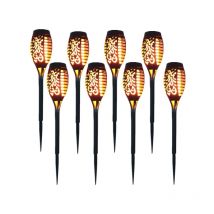 Highsam - Lampe solaire 12 led 54cm Décor de jardin extérieur à lumière vacillante - 8 Pack