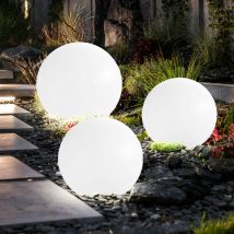 Lampe solaire boule lumineuse solaire lampe de jardin boule lampe chemin lumière, piquet IP44 résistant aux intempéries batterie, blanc argent, 4x