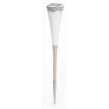 Watt & Home – Lampe solaire de jardin Roseau – Hauteur 70 cm – Bois, inox, polycarbonate anti-UV – Lampadaire d'extérieur