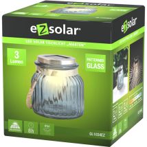 Lanterne solaire – GL1034EZ – Lampe solaire de table en verre et acier inoxydable – 10.5 x 10.5 x 12.5 cm – EZSolar