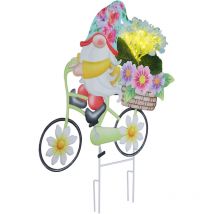 Lampe solaire nain Décoration de jardin Lampe solaire enfichable Lampe extérieure fleurs, métal multicolore, 20x led blanc chaud, LxlxH 52,5x15x44 cm