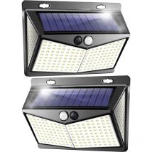 Lampe solaire d'extérieur, projecteur à leds avec détecteur de mouvement 208 leds Ip65, lampe d'extérieur à leds alimentée par l'énergie solaire avec