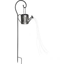 Lampe solaire enfichable arrosoir lampe de jardin d'extérieur en arrosoir design lampe enfichable argent, 24x led blanc chaud, h 94 cm, jardin balcon