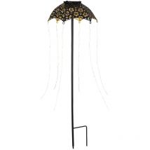 Lampe solaire d'extérieur avec piquet de terre Décoration de jardin Parapluie Lampe de terrasse, noir cuivré, 60x led blanc chaud, DxH 20,5 x 65 cm