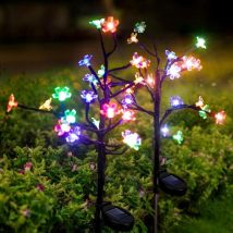 Lampe Solaire Exterieur Jardin, 2 Pièces 20 LEDs Fleurs Lumiere Solaire Exterieur, Ip65 Imperméable Lumiere, Decoration Jardin Exterieur pour Balcon,