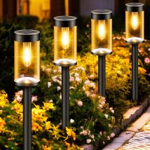 Ymyny - Lampe Solaire Exterieur Jardin, Lot de 4 Lumiere Solaire Exterieur Jardin avec Blanc Chaud, Étanche Eclairage Extérieur Solaire Décoration