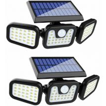 Lampe Solaire Extérieur,(pack de 2) 74 led, étanche IP65, éclairage grand angle 360 ​​°, lumière solaire avec détecteur de mouvement, pour jardin,