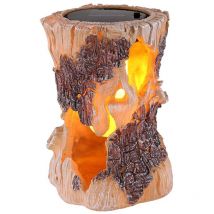 Etc-shop - Lampe solaire extérieur jardin lumière solaire led lampe solaire extérieure bûche aspect bois marron, effet de lumière en plastique, 1x