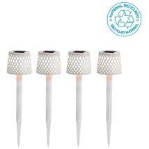 Gretita Pack 4 Lampe de table avec charge solaire et batterie rechargeable. Lumière led chaud. Fabriquée en Espagne