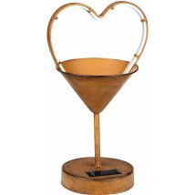 Lampe solaire lampe de table de jardin rouille lampe d'extérieur rétro, led pot de fleur balcon en forme de coeur, 45x led, LxlxH 18,4x14,6x32,4 cm