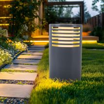 Lampe solaire LED, lampe de jardin, lampe d'extérieur, lampadaire, plastique blanc, blanc chaud, DxH 20x35 cm