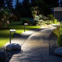 Lampe solaire noire à brancher, lampe solaire de jardin, éclairage haut et bas, 13x led blanc chaud, DxH 11x45 cm, lot de 4