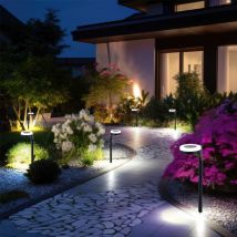 Lampe solaire noire lampe solaire de jardin enfichable, éclairage haut vers le bas, 13x led blanc chaud, DxH 11x45 cm, lot de 6