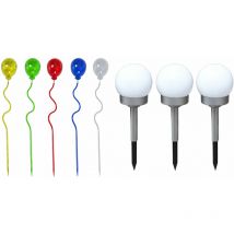 Lampe solaire plug lampe ballon solaire coloré extérieur lampe solaire boule lumière jardin, piquet de sol, 5x ballon 3x boules, lot de 8