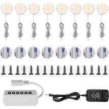 Lampe Sous Meuble LED Eclairage Sous Placard Vitrine Spot Encastrable 16W pour Placard Meuble Cabinet Cuisine Blanc Chaud 3000K (Lot de 8) [Classe