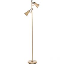 Lampe sur Pied Industrielle en Métal 2 Lumières avec Abat-Jour Ajustable Beige Moyola