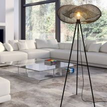 Lampe sur pied moderne Bloom 150cm métal noir compatible led