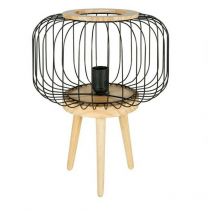 Ostaria - Lampe sur pieds bois Cicerone abat-jour métal