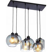 Licht-erlebnisse - Lustre suspension d'intérieur atiri gris au design moderne idéal au-dessus de la table 6xE27 - Noir, Graphite