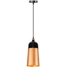 Toolight - lampe suspendue APP196 fox b cloche métal noir - or rose E27 1-POINT lumineux