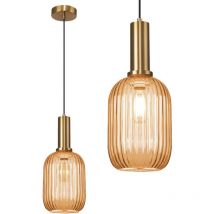 Toolight - lampe suspendue APP458 métal - verre orange E27 1-POINT lumineux