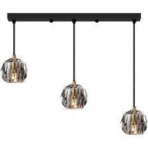 Toolight - lampe suspendue APP587-3CP cristal noir 3-POINTS de lumière G9 9X50X8-100CM reglable