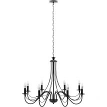Lampe Suspendue App648-8cp Rustique Noir 8-Points De Lumière E14 60x60x50-110cm Reglable