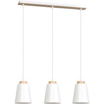 Lustre suspension d'intérieur ROGER blanc au design scandinave en bois à 3 lumières 3xE27 - Blanc