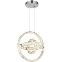 Globo Lighting - Lampe suspendue en cristal avec télécommande led et variateur cct en chrome transparent