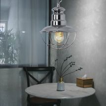 Brilliant - Lampe suspendue grille suspension lampe salle à manger suspension industrielle cage argent, métal chromé, 1x douille E27, DxH 25,5x95 cm