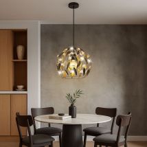 Globo Lighting - Lampe suspendue Lampe de plafond Lampe de salle à manger Cristaux noirs et dorés