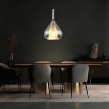 Globo - Lampe suspendue lampe de salle à manger lampe de salon, métal noir, verre fumé, E27, h 150 cm