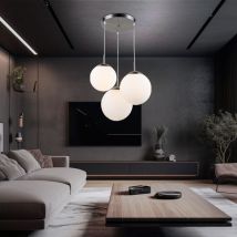 Globo - Lampe suspendue lampe de salon boule suspension verre avec abat-jour de différentes tailles, métal, 3x led 8 w 806lm blanc chaud, DxH 52x80 cm