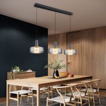 Globo - Lampe suspendue plafonnier led salle à manger lumière verre couleur fumée 90cm
