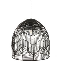 Privatefloor - Lampe de plafond en rotin noir - Lampe suspendue au stile Boho Bali - Le Noir