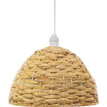 Privatefloor - Lustre de plafond en herbe de mer - Suspension de style Boho Bali - Ngu Bois naturel