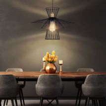 Lampe suspendue suspension grille lampe de table à manger noir rétro plafonnier cage suspendue, fil métallique, 1x douille E27, DxH 45x150 cm