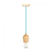 V-tac VT-7778-BL Lustre porte-lampe led en bois de noyer + câble bleu 1 mètre - 3722