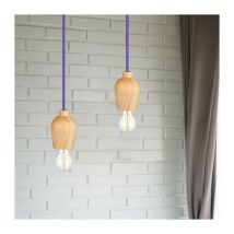 V-tac VT-7778-PR Lustre porte-lampe led en bois de noyer + câble violet 1 mètre - 3724