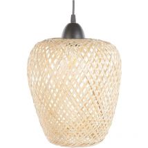 Lampe Suspension Déco en Bambou Clair Ajourée E27 Max 40W Luminaire Parfait pour Chambre ou Salon au Design Naturel et Scandinave Beliani