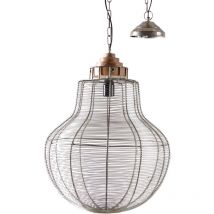 Mobilibrico - Lampe suspension en métal gris antique et bois Ampoule