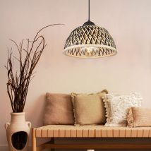 Lampe suspension suspension lampe suspension lampe suspension table à manger, bohème bambou métal noir naturel, 1x douille E27, DxH 30x120cm