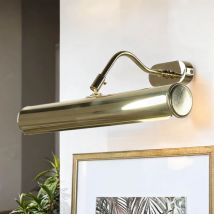 Lampe tableau en laiton véritable largeur 40 cm en laiton poli E14 2 lampes Art Nouveau