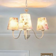 Licht-erlebnisse - Lampe tissu 3-flmg table à manger campagnarde fleurie